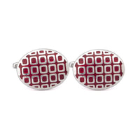 Oval with Rectangle Grid Pattern Cufflinks J-MarZthomson-Cufflinks.com.sg