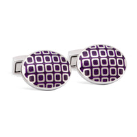 Oval with Rectangle Grid Pattern Cufflinks J-MarZthomson-Cufflinks.com.sg
