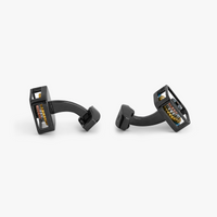 Pagoda Gear Cufflinks with Rhodium Finish - Dark Grey-Cufflinks-Tateossian-Cufflinks.com.sg