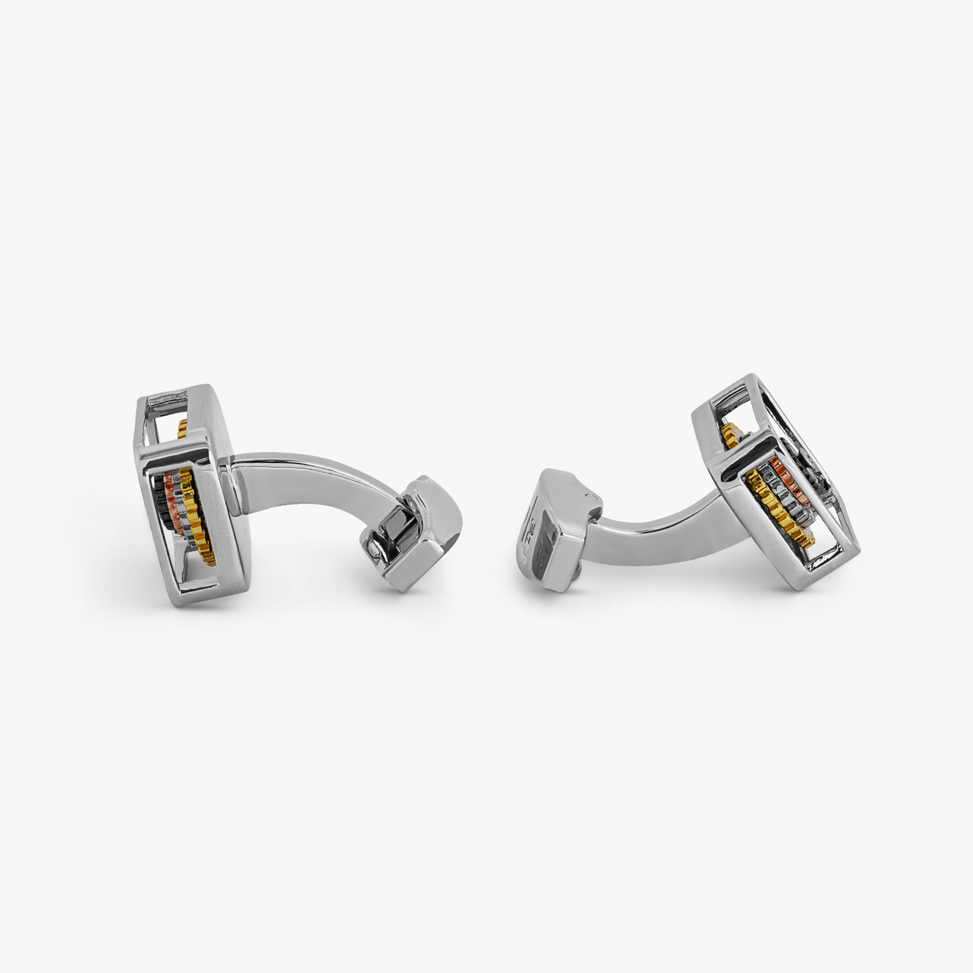Pagoda Gear Cufflinks with Rhodium Finish-Cufflinks-Tateossian-Cufflinks.com.sg