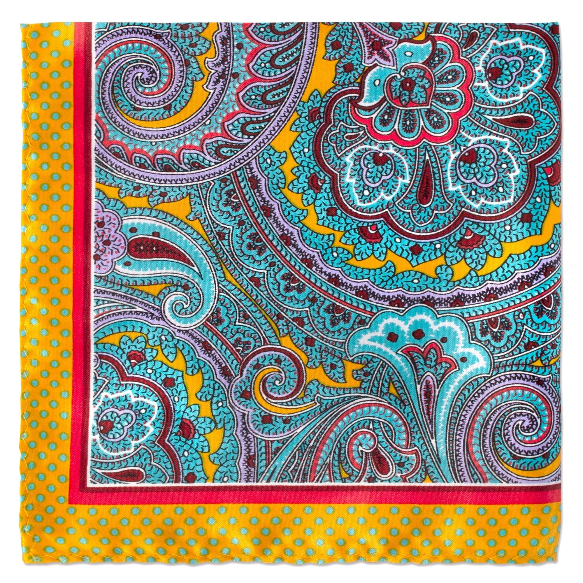 Paisley Design Pocket Square-Pocket Squares-MarZthomson-Yellow-Cufflinks.com.sg