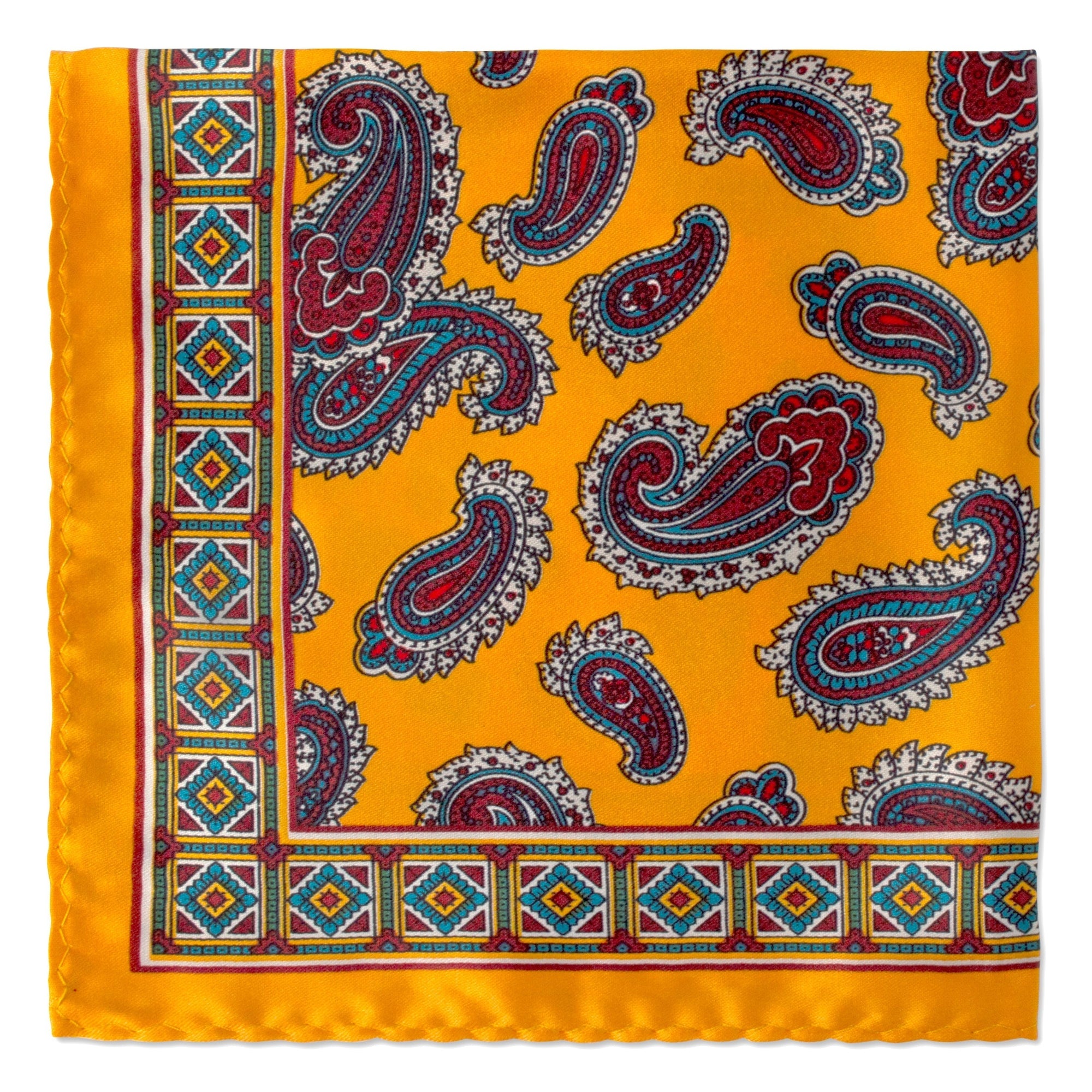Paisley Pocket Square-Pocket Squares-MarZthomson-Yellow-Cufflinks.com.sg