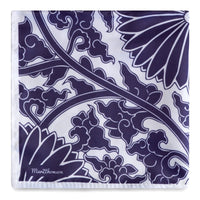 Peranakan Floral Print Pocket Square-Pocket Squares-MarZthomson-Navy-Cufflinks.com.sg
