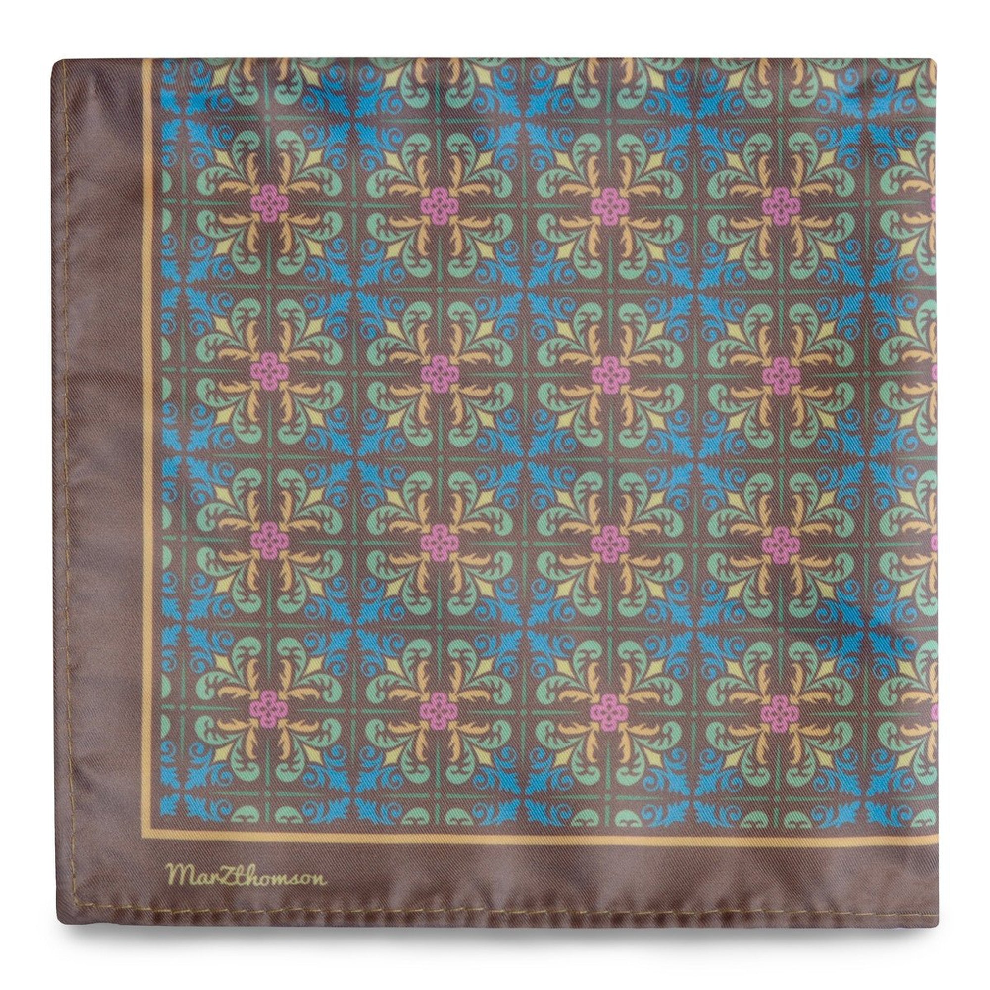 Peranakan Tiles Pocket Square-Pocket Squares-MarZthomson-Brown-Cufflinks.com.sg