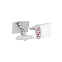 Pink Crystal with Slope Silver Cufflink-Cufflinks.com.sg