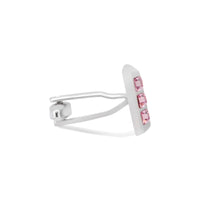 Pink Crystal with Slope Silver Cufflink-Cufflinks.com.sg