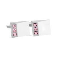 Pink Crystal with Slope Silver Cufflink-Cufflinks.com.sg