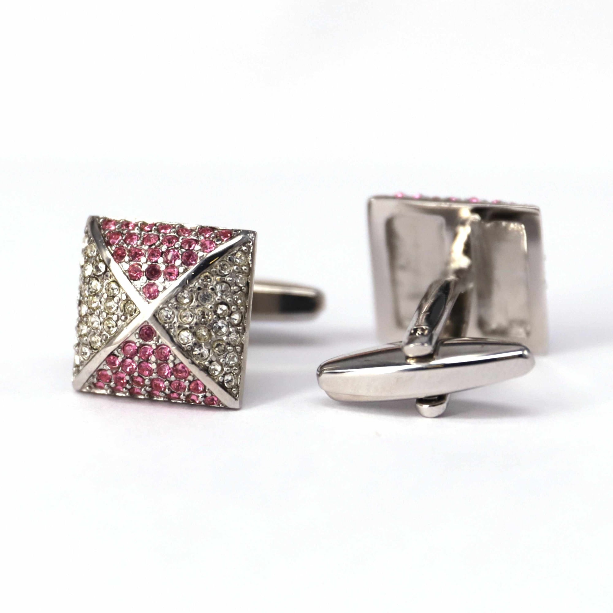 Pink Crystals Cufflinks-Cufflinks.com.sg