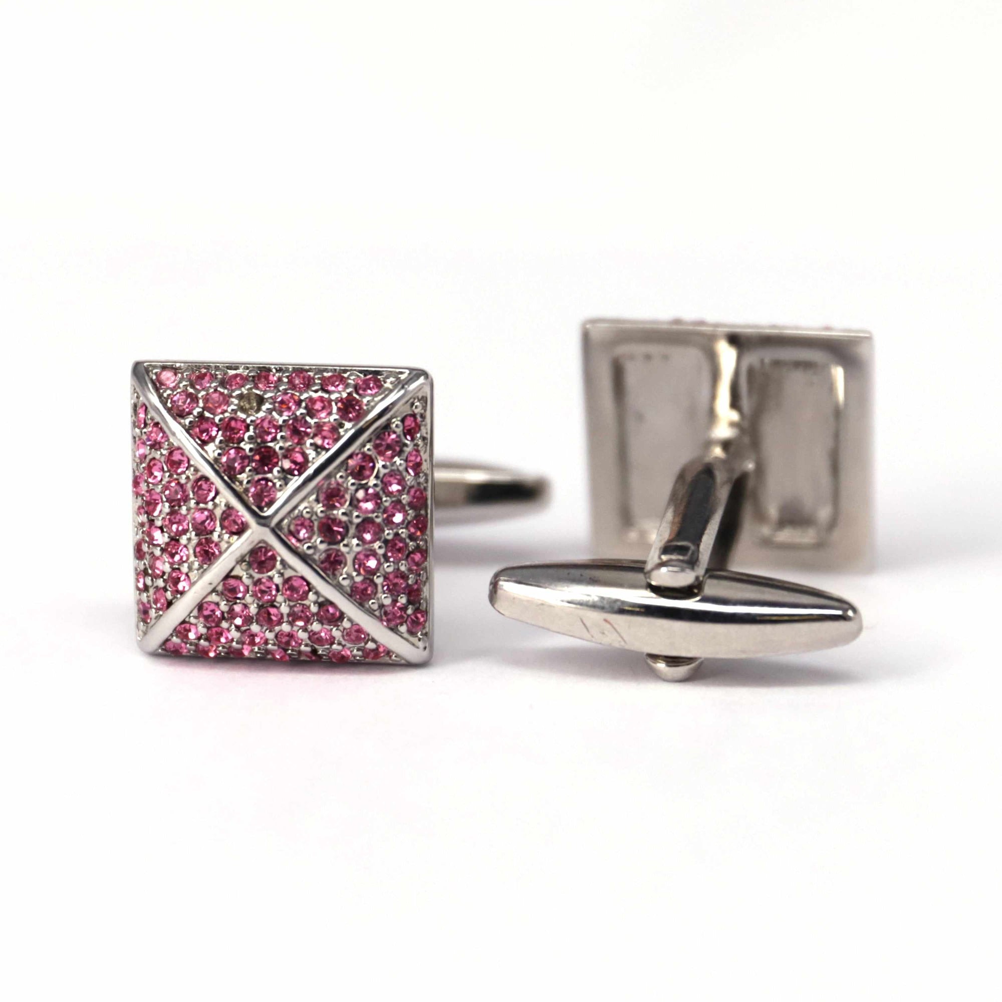 Pink Crystals Cufflinks-Cufflinks.com.sg