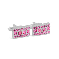 Pink Crystals Rectangle Cufflinks M-Cufflinks.com.sg