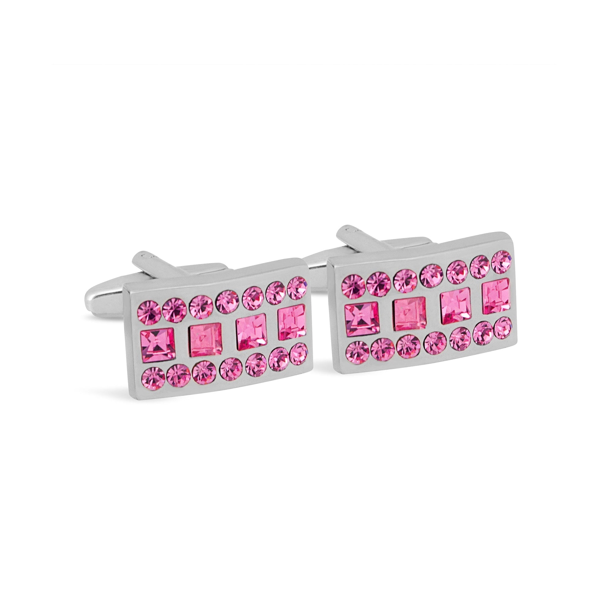 Pink Crystals Rectangle Cufflinks M-Cufflinks.com.sg