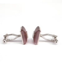 Pink / Purple Square fiber glass cufflinks with Silver Top M-Cufflinks.com.sg