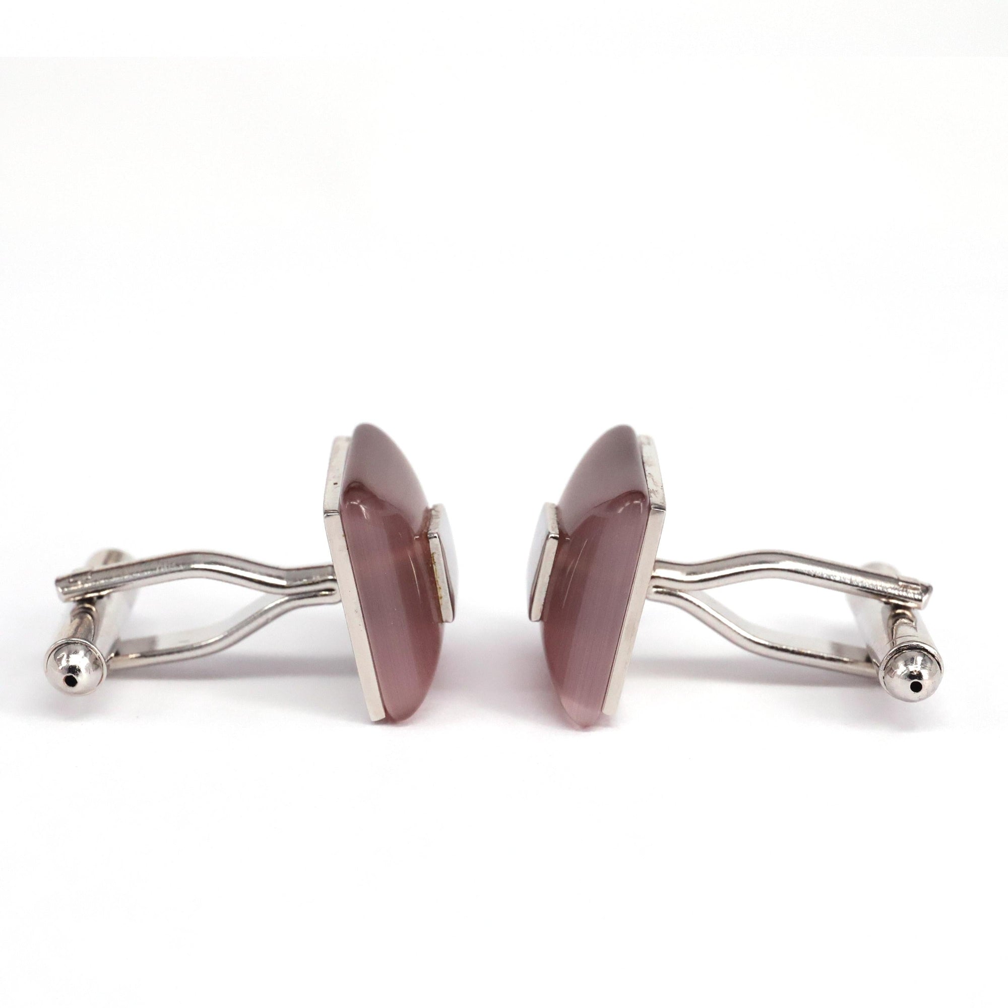 Pink / Purple Square fiber glass cufflinks with Silver Top M-Cufflinks.com.sg