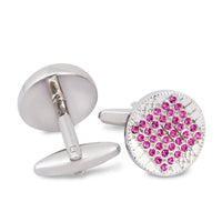 Pink Round Crystal Details Cufflinks M-Cufflinks.com.sg