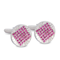 Pink Round Crystal Details Cufflinks M-Cufflinks.com.sg