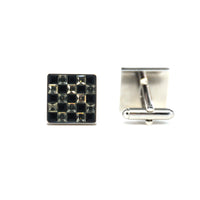 Pink and Grey Check Crystals Cufflinks F-Cufflinks.com.sg