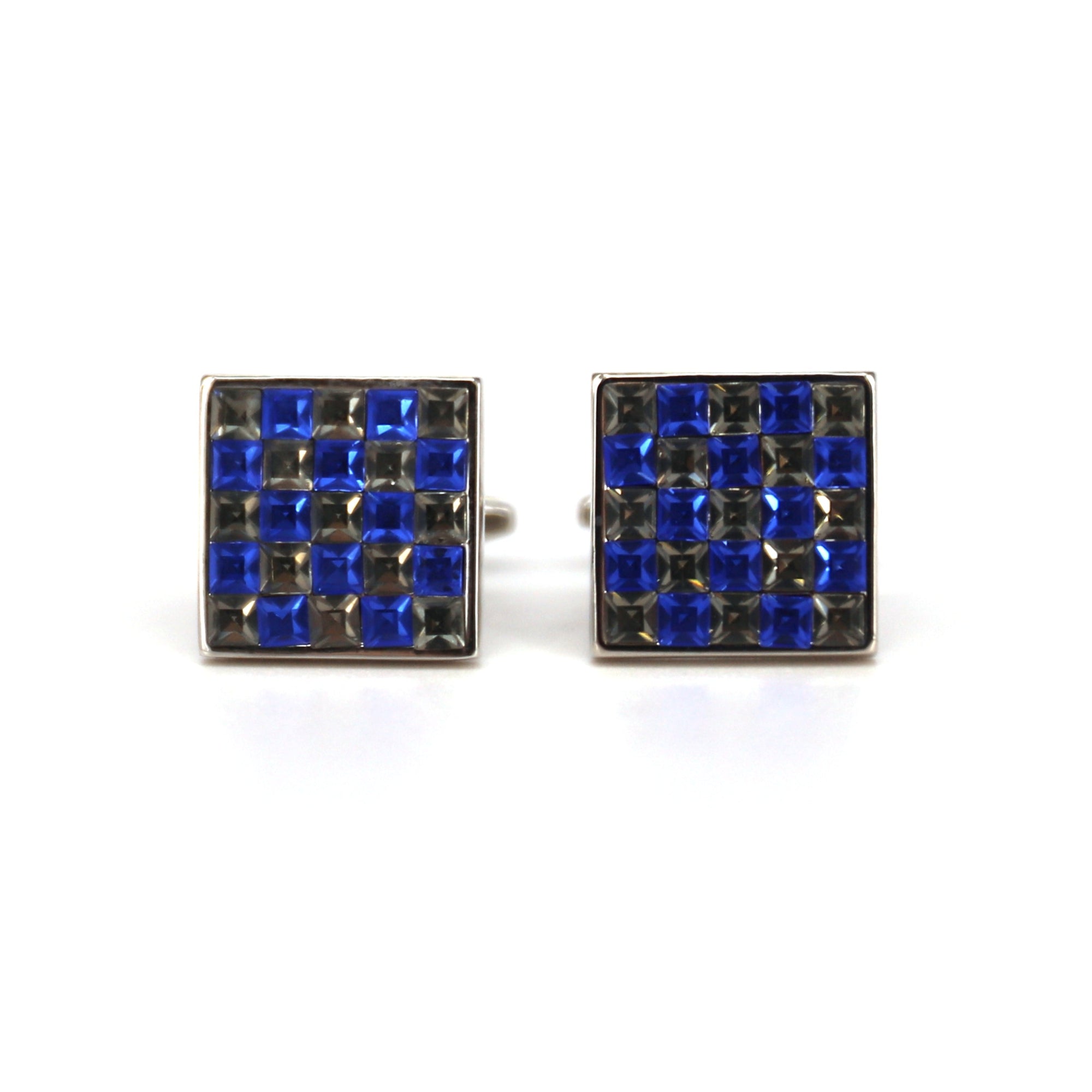 Pink and Grey Check Crystals Cufflinks F-Cufflinks.com.sg