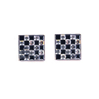 Pink and Grey Check Crystals Cufflinks F-Cufflinks.com.sg