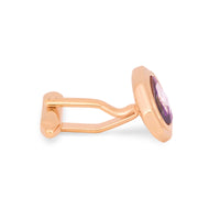 Plum Bezel Cufflinks in Rose gold with Crystal Details-Cufflinks.com.sg