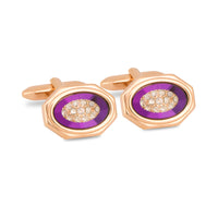 Plum Bezel Cufflinks in Rose gold with Crystal Details-Cufflinks.com.sg