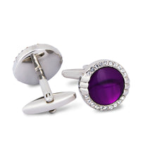 Plum Bezel with Clear Crystal Details Cufflinks-Cufflinks.com.sg