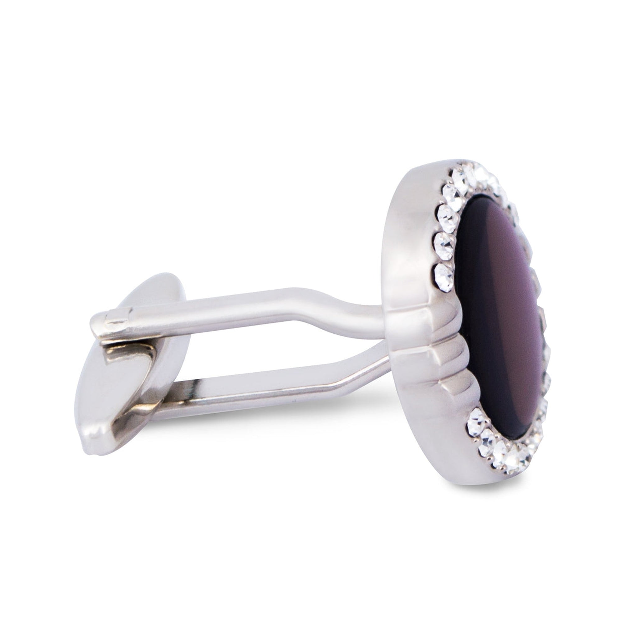 Plum Bezel with Clear Crystal Details Cufflinks-Cufflinks.com.sg
