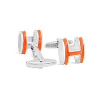 Pop H Orange Cufflinks-Cufflinks.com.sg