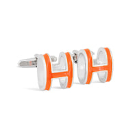 Pop H Orange Cufflinks-Cufflinks.com.sg