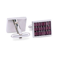 Purple Rectangle Crystal Cufflinks-Cufflinks.com.sg
