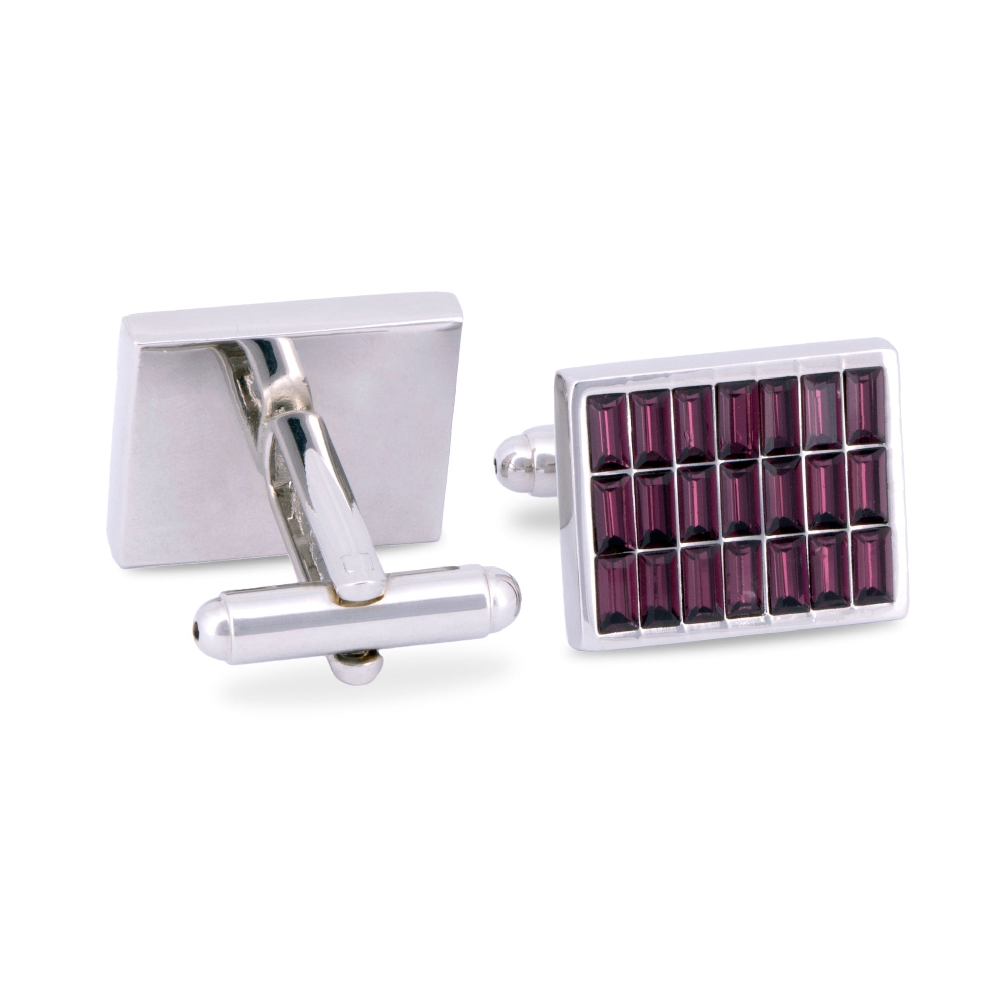 Purple Rectangle Crystal Cufflinks-Cufflinks.com.sg