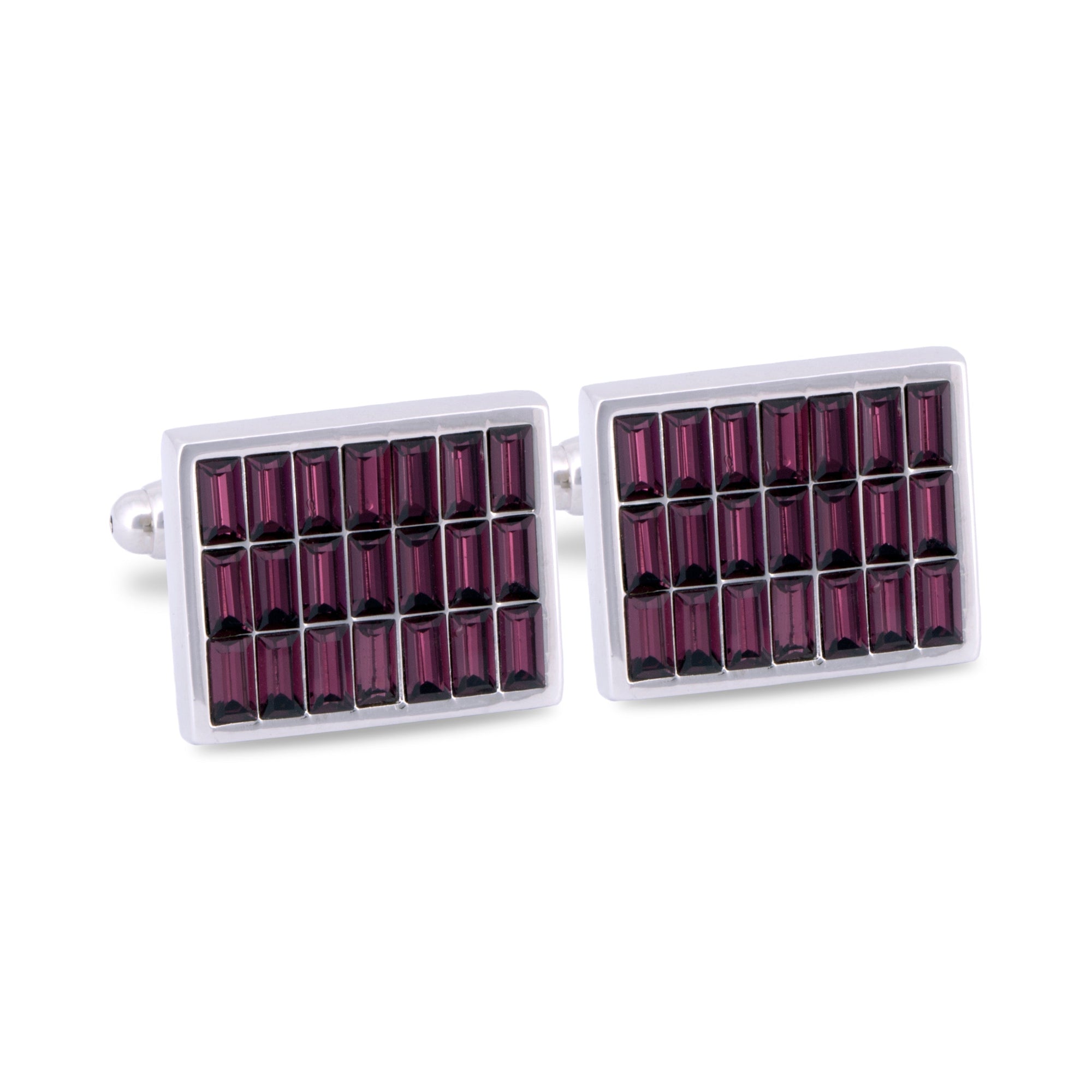 Purple Rectangle Crystal Cufflinks-Cufflinks.com.sg