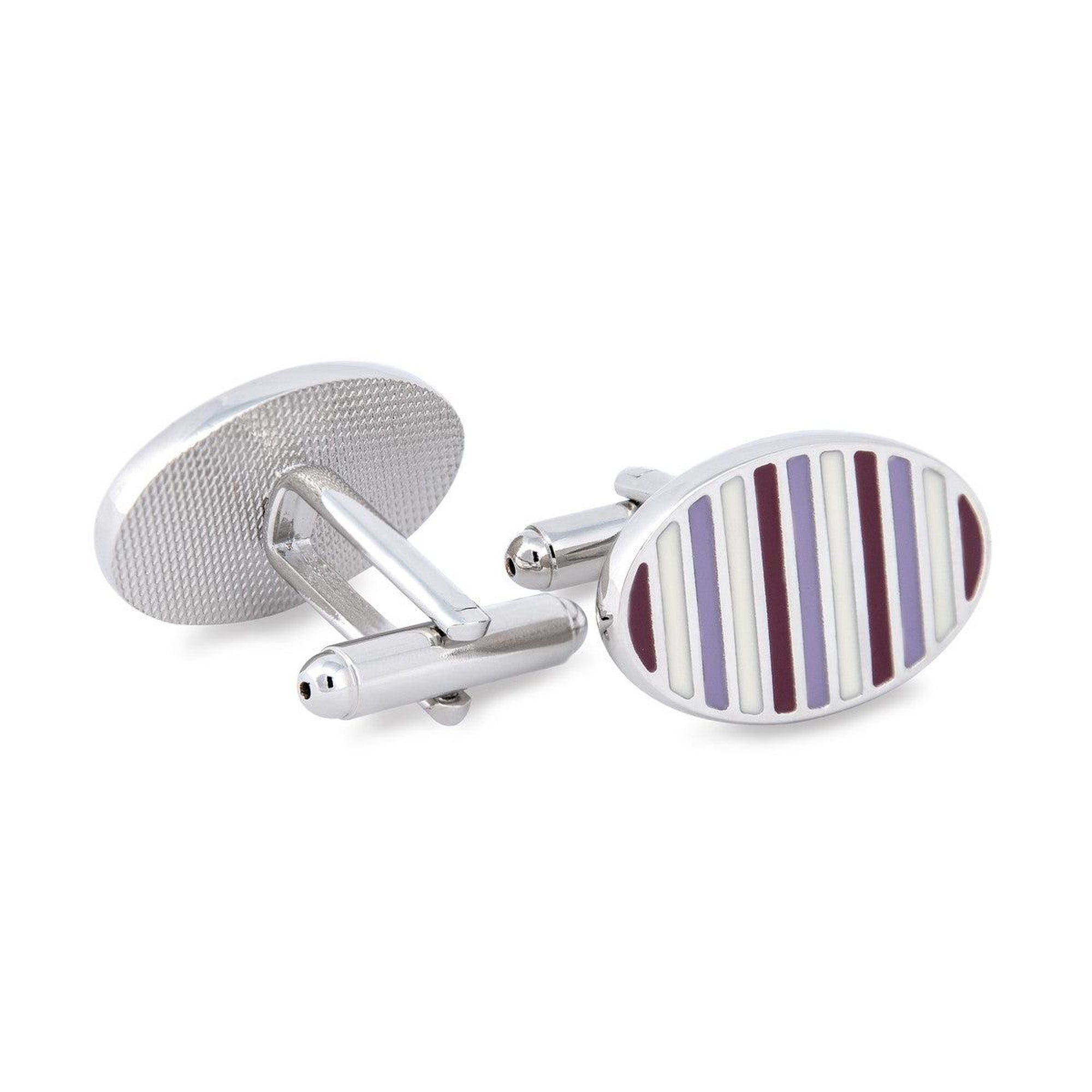 Purple Striped Cufflinks-Cufflinks.com.sg