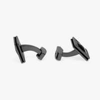 Quadrato cufflinks with black enamel & black Swarovski elements - Tateossian-Cufflinks.com.sg