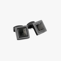 Quadrato cufflinks with black enamel & black Swarovski elements - Tateossian-Cufflinks.com.sg
