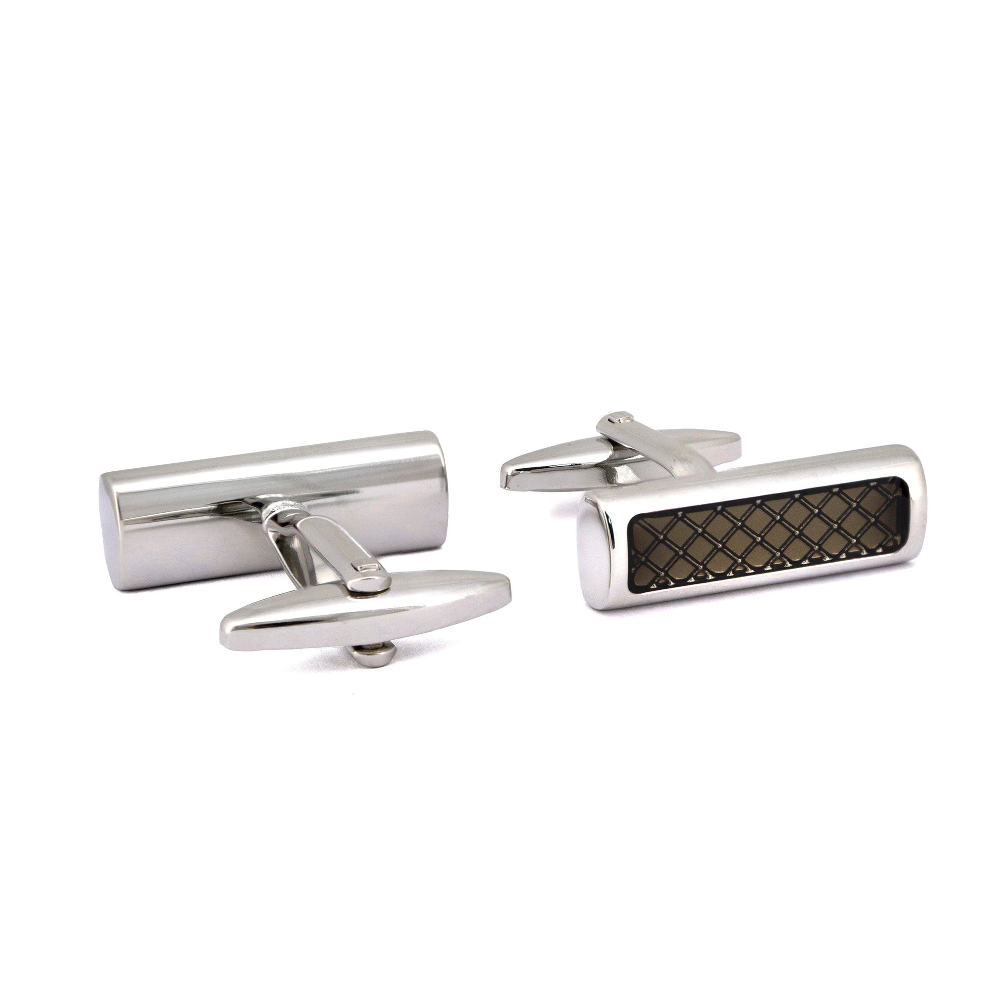 Rectangle Black Enamel Check Details Cufflinks M-Cufflinks.com.sg
