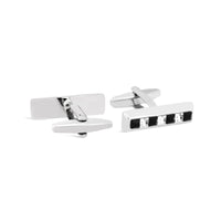 Rectangle Black and White Crystals Cufflinks-Cufflinks.com.sg