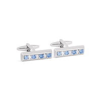 Rectangle Blue and White Crystals Cufflinks-Cufflinks.com.sg