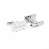 Rectangle Cufflinks with 2 Crystals-Crystal Cufflinks-MarZthomson-Cufflinks.com.sg