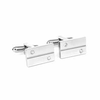 Rectangle Cufflinks with 2 Crystals-Crystal Cufflinks-MarZthomson-Cufflinks.com.sg