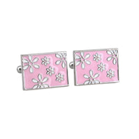 Rectangle Pink Floral Cufflinks F-Cufflinks.com.sg