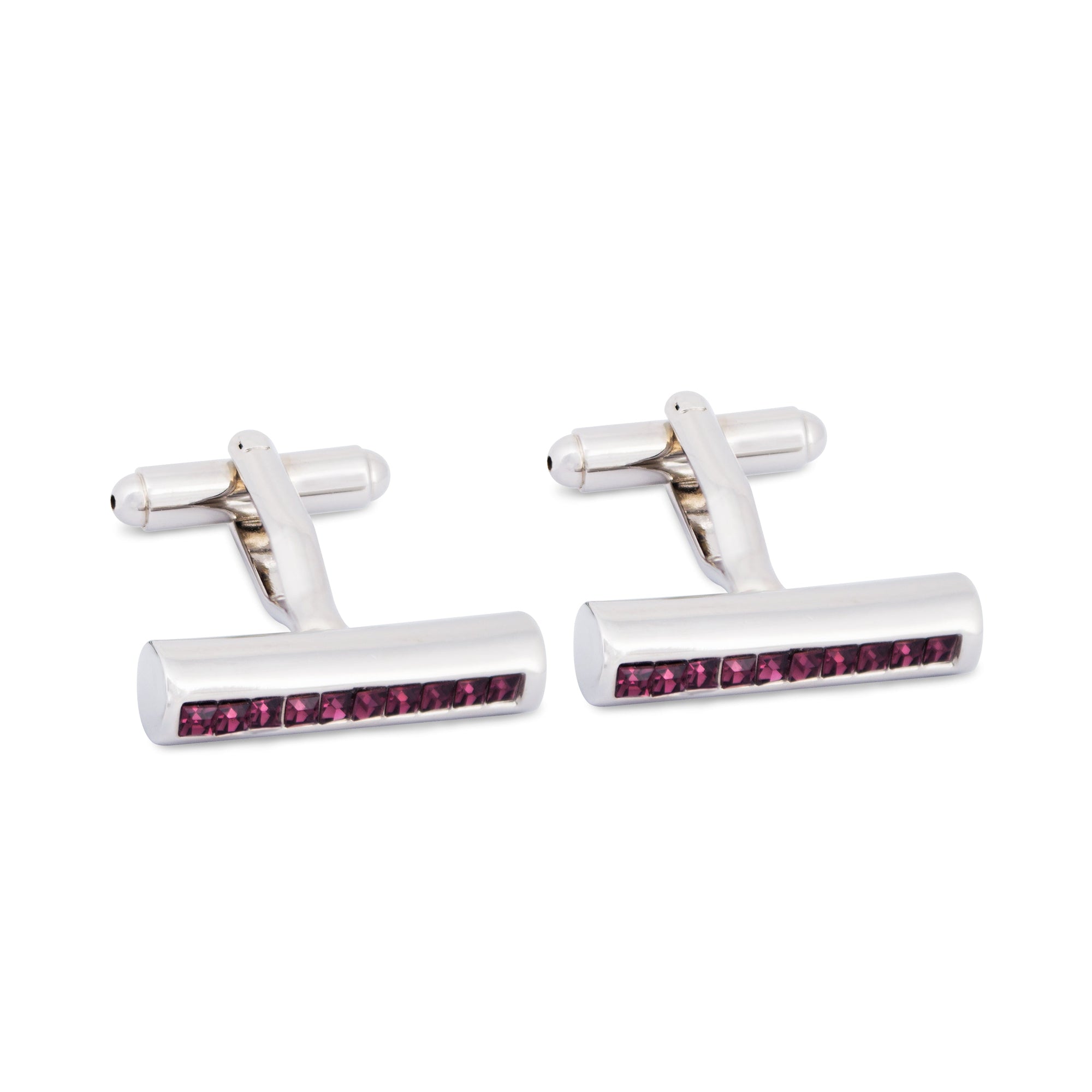 Rectangle Purple Crystal Cufflinks-Cufflinks.com.sg