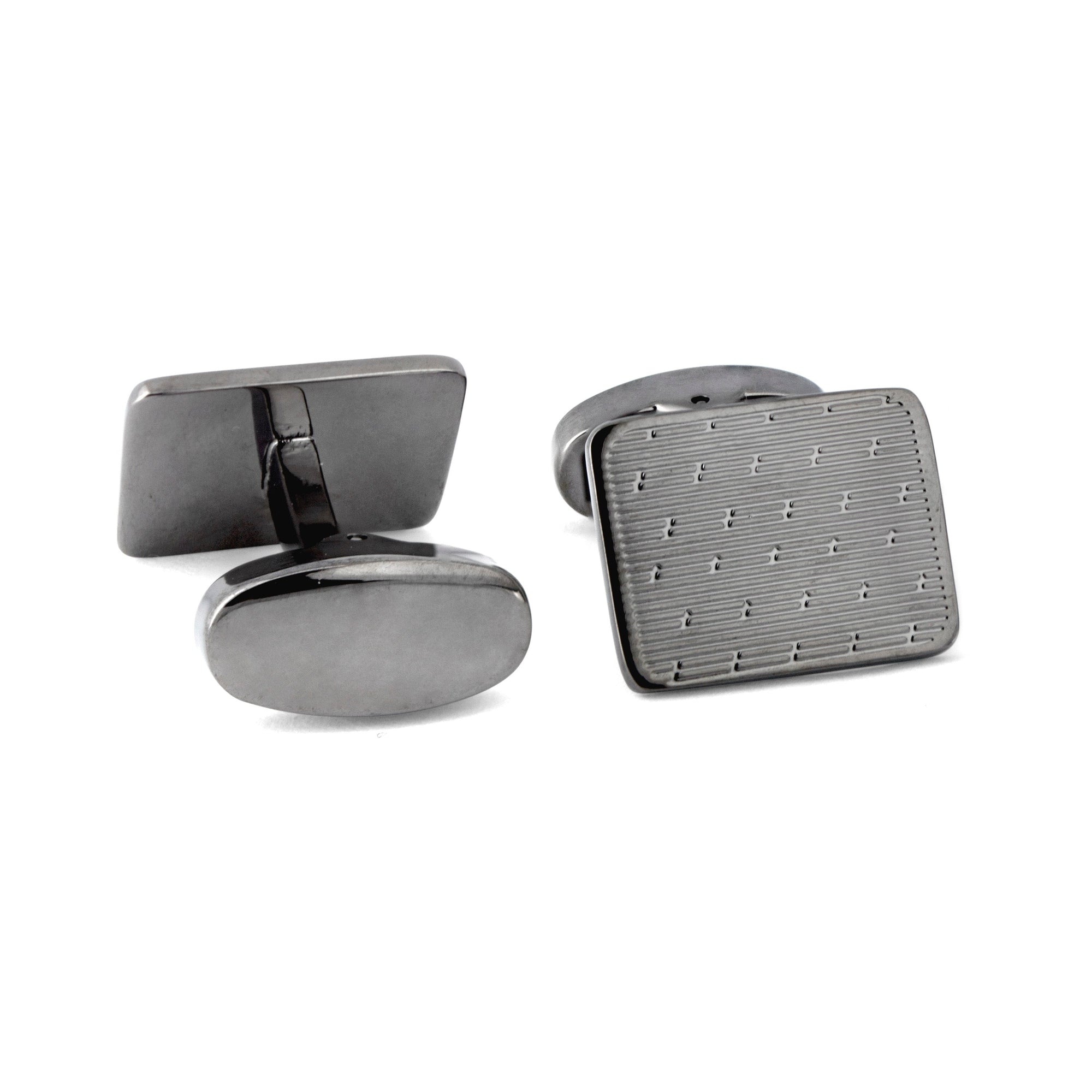 Rectangle Slim Cufflinks with Pin-stripe and Small Details M-Cufflinks.com.sg