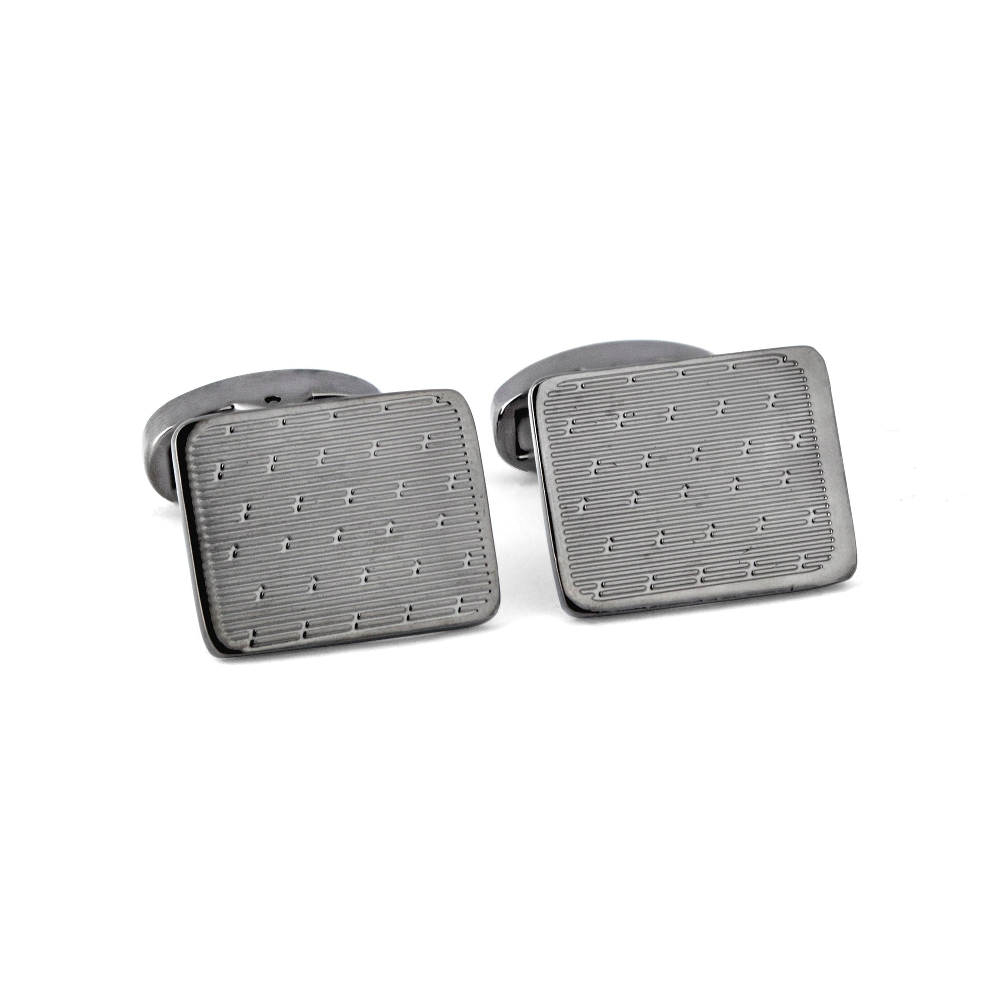 Rectangle Slim Cufflinks with Pin-stripe and Small Details M-Cufflinks.com.sg