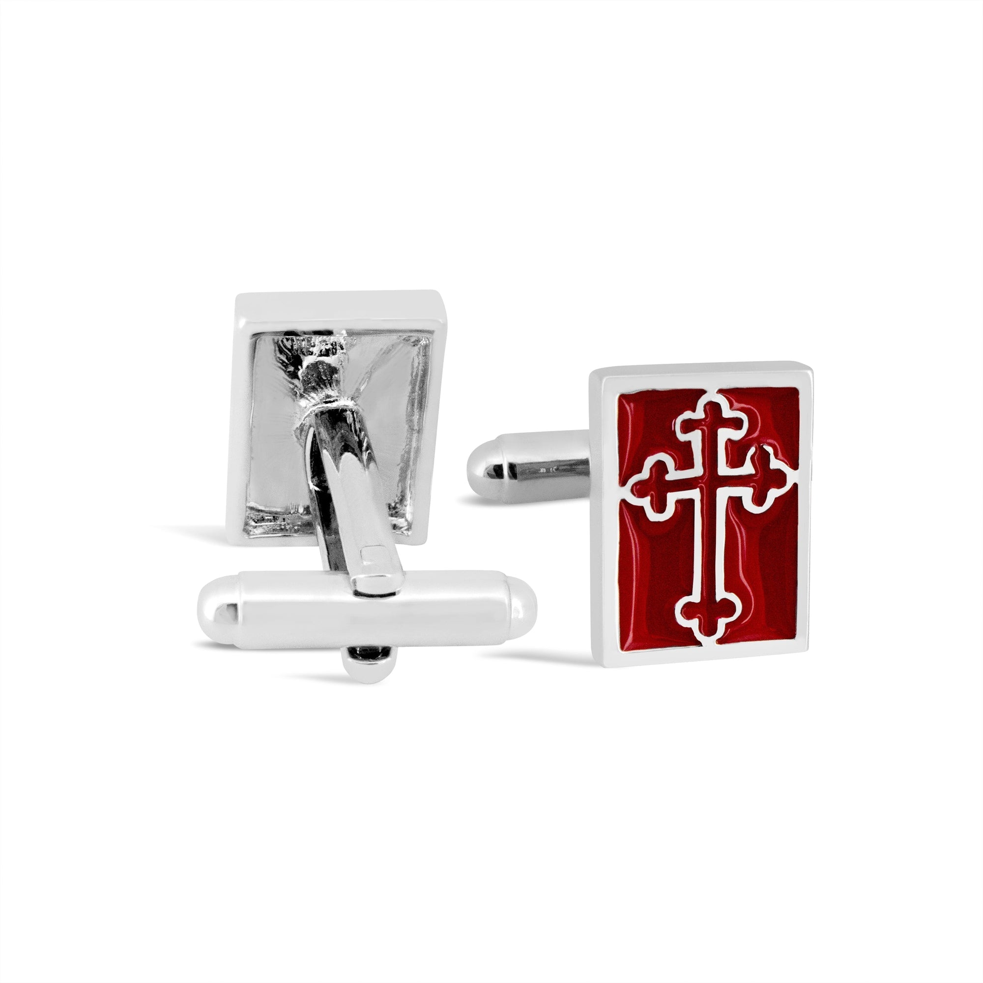 Rectangle Sword Cross Cufflinks in Red M-Cufflinks.com.sg
