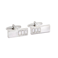 Rectangle Triple Clear Cubic Crystal CufflinksA11-Cufflinks.com.sg