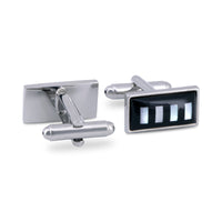 Rectangle Vertical Column Mother of Pearl Cufflinks-Cufflinks.com.sg