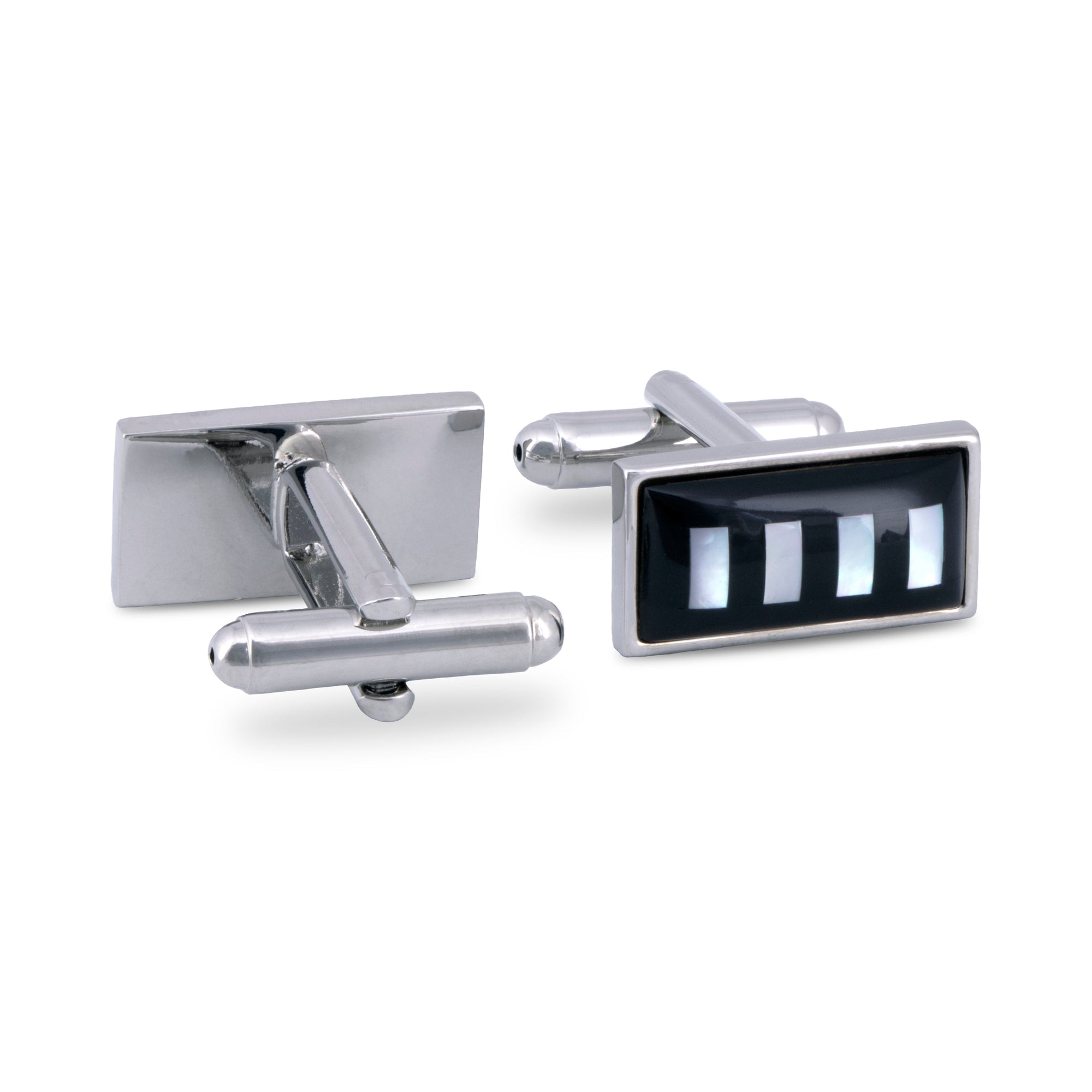 Rectangle Vertical Column Mother of Pearl Cufflinks-Cufflinks.com.sg