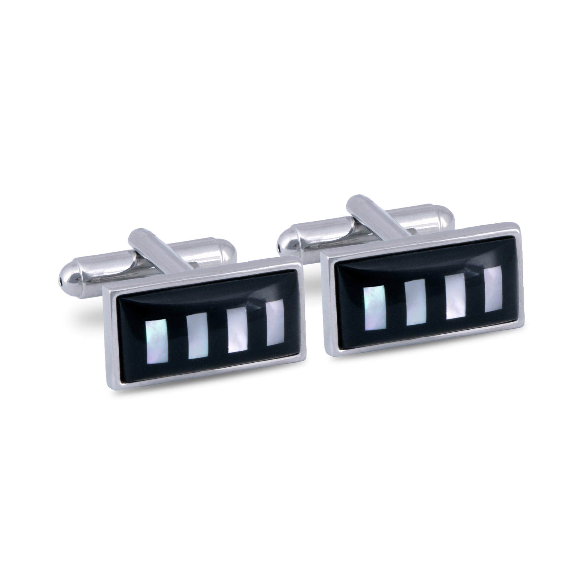 Rectangle Vertical Column Mother of Pearl Cufflinks-Cufflinks.com.sg