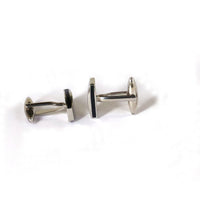 Rectangle shape Silver Solid col cufflinks-Cufflinks.com.sg