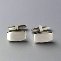 Rectangle shape Silver Solid col cufflinks-Cufflinks.com.sg